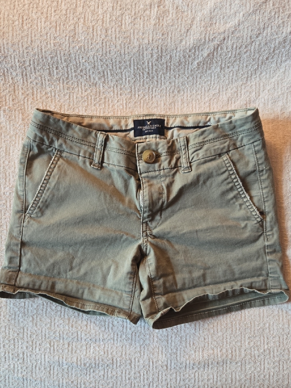 American Eagle Outfitters Olive Green Denim-Style Women's Shorts